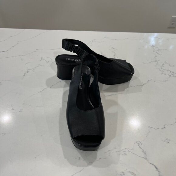 Jeffrey Campbell Extendo Platform Slingback Sandal In Black Leather SIZE 6.5 - Picture 6 of 11